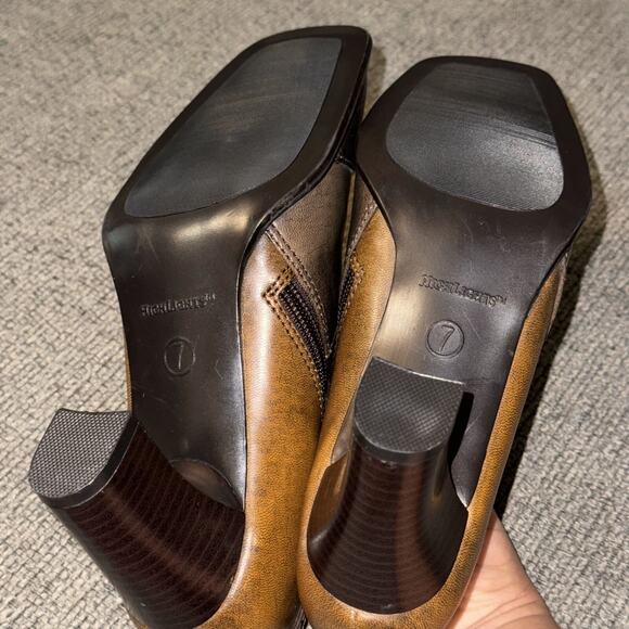 Highlights Ankle Boots Women's 7 Tri-Color Side Zipper Square Toe Block Y2K VTG - Picture 5 of 6